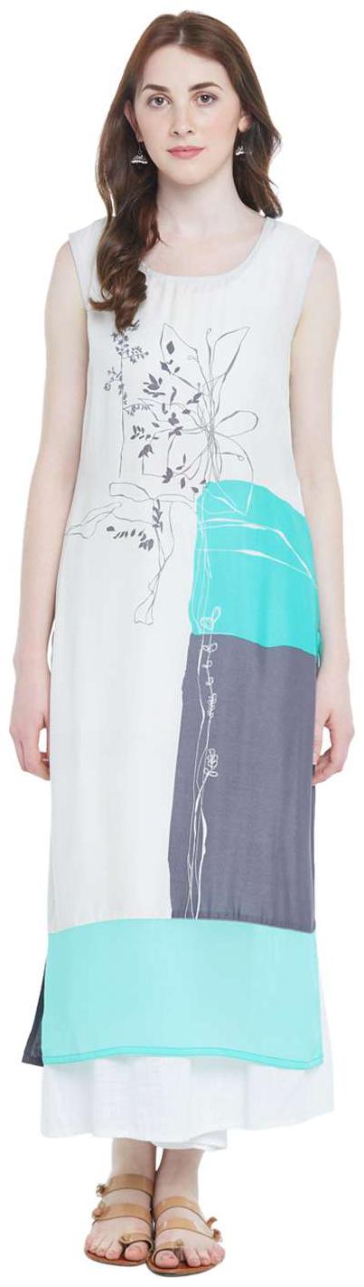 

Rangmanch By Pantaloons Women White Printed Straight Kurta