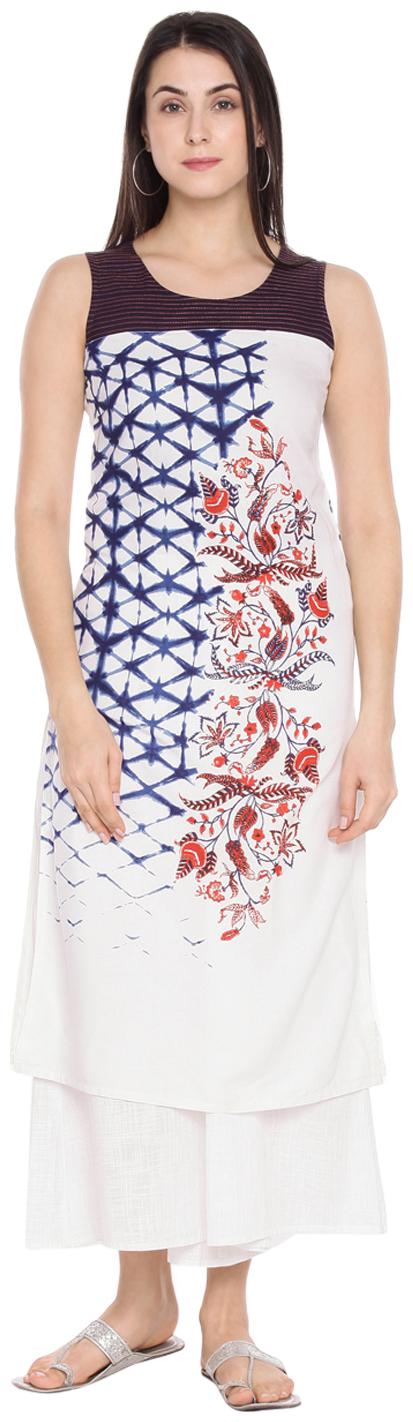 

Rangmanch By Pantaloons Women Blue Printed Straight Kurta