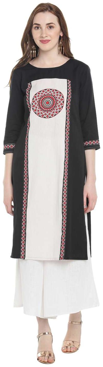 

Rangmanch By Pantaloons Women Black Printed Straight Kurta
