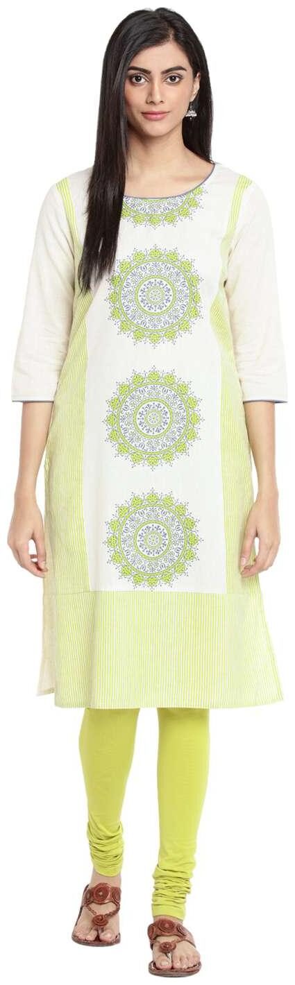 

Rangmanch By Pantaloons Women White Printed Straight Kurta