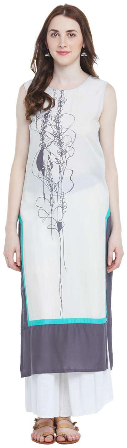 

Rangmanch By Pantaloons Women White Printed Straight Kurta