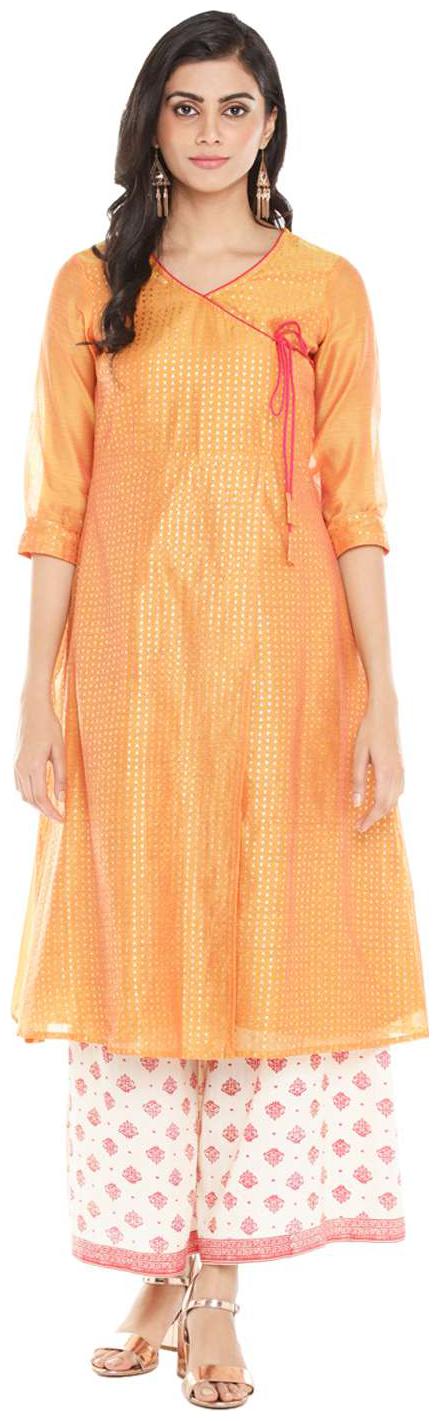 

Rangmanch By Pantaloons Women Yellow Printed Straight Kurta