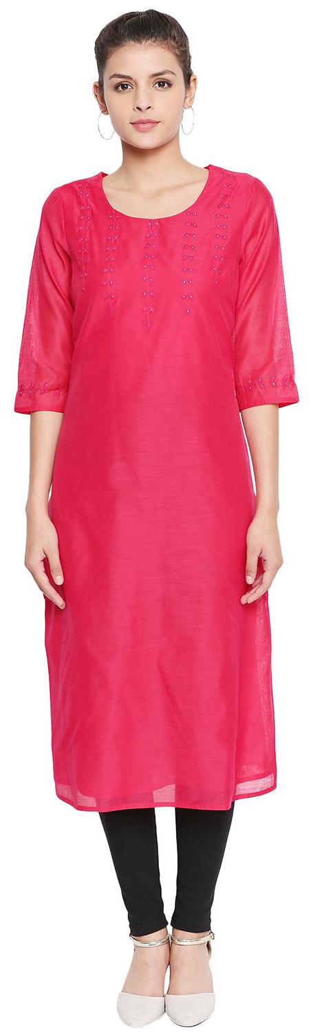

Rangmanch By Pantaloons Women Pink Solid Straight Kurta