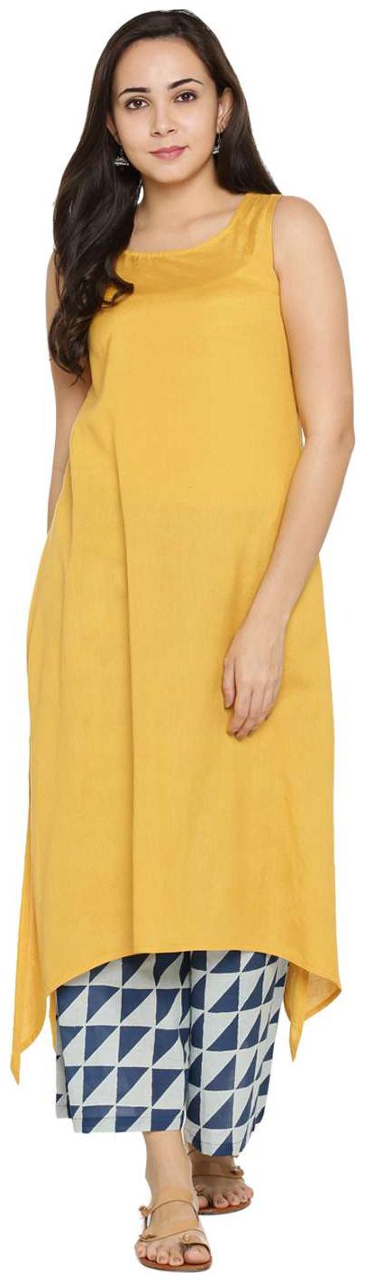 

Rangmanch By Pantaloons Women Yellow Solid Straight Kurta