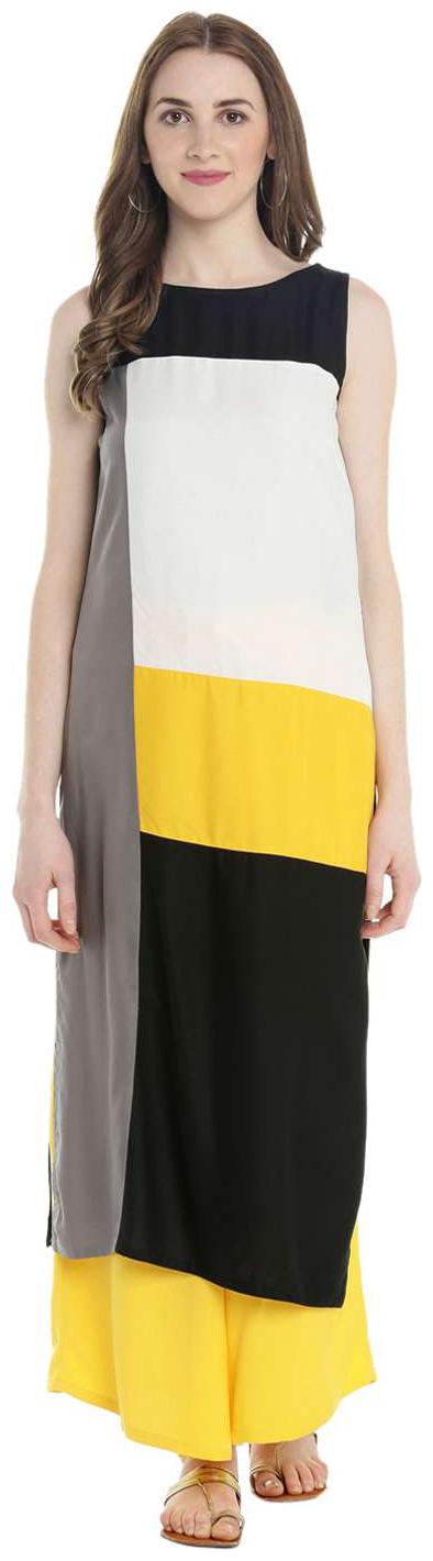 

Rangmanch By Pantaloons Women Black Solid Straight Kurta