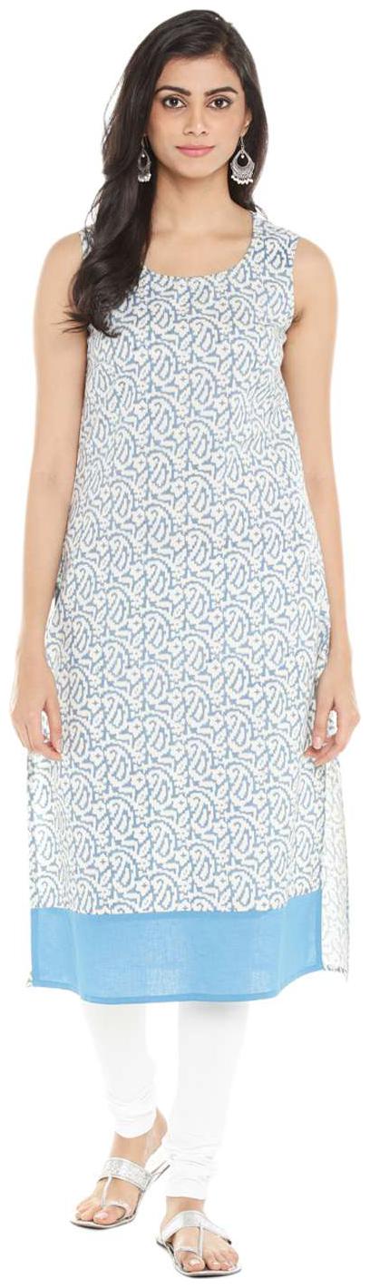 

Rangmanch By Pantaloons Women Blue Printed Straight Kurta
