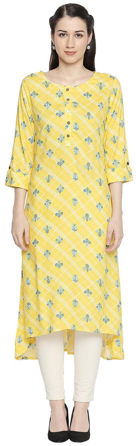 

Rangmanch By Pantaloons Women Yellow Printed Straight Kurta