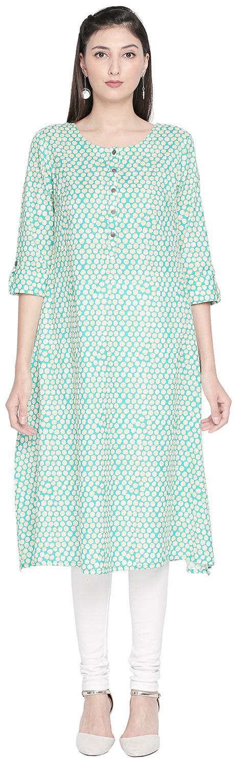 

Rangmanch By Pantaloons Women Blue Printed Straight Kurta