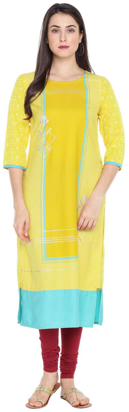 

Rangmanch By Pantaloons Women Green Printed Straight Kurta