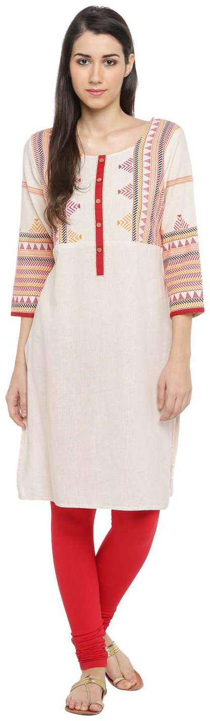 

Rangmanch By Pantaloons Women White Printed Straight Kurta