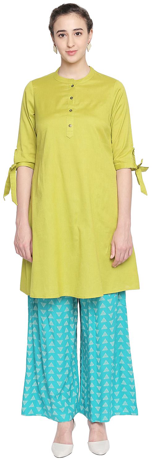 

Rangmanch By Pantaloons Women Yellow Solid Straight Kurta