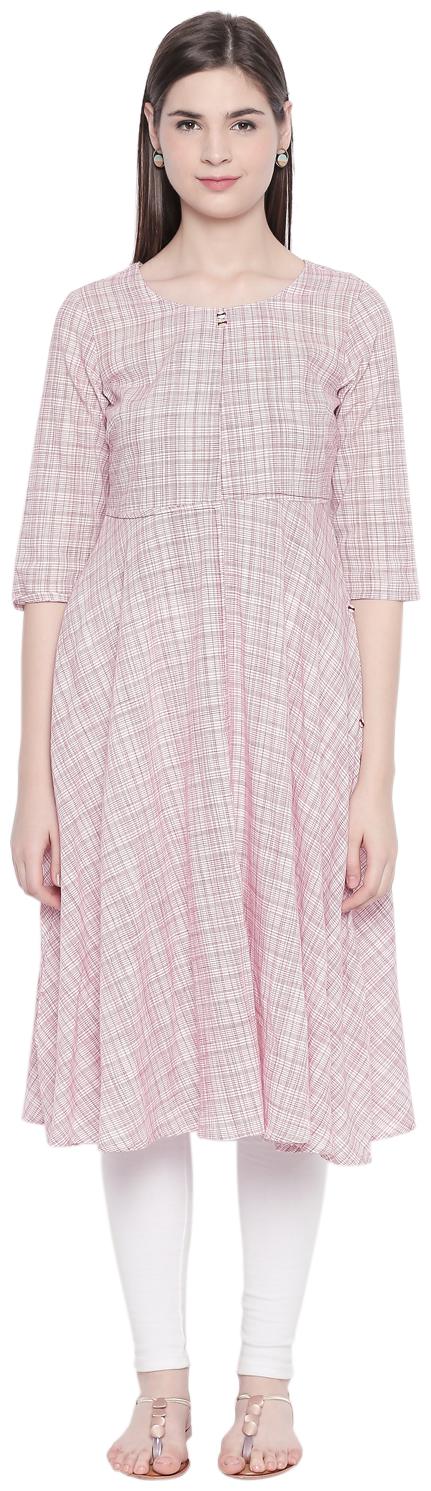 

Rangmanch By Pantaloons Women Pink Checkered Fit and Flare Kurta