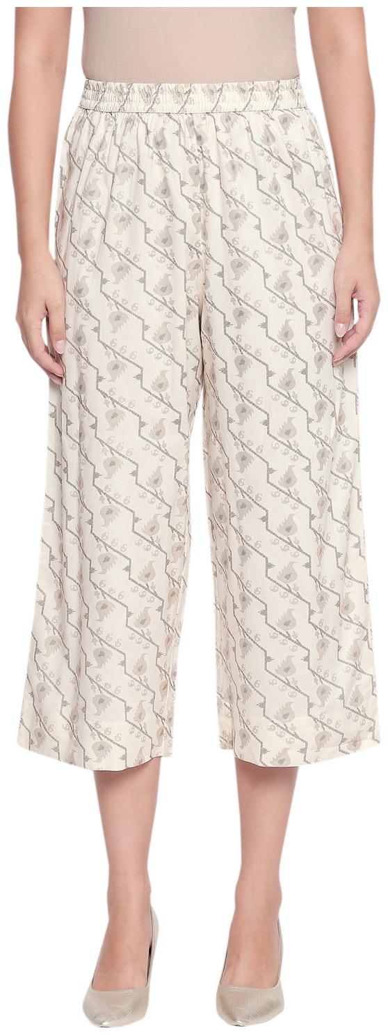 

Rangmanch By Pantaloons Cream Printed Wide Leg Palazzo