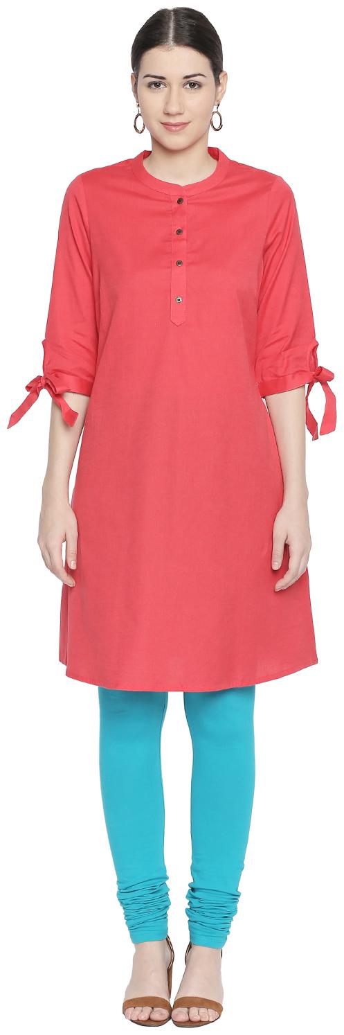 

Rangmanch By Pantaloons Women Pink Solid Straight Kurta
