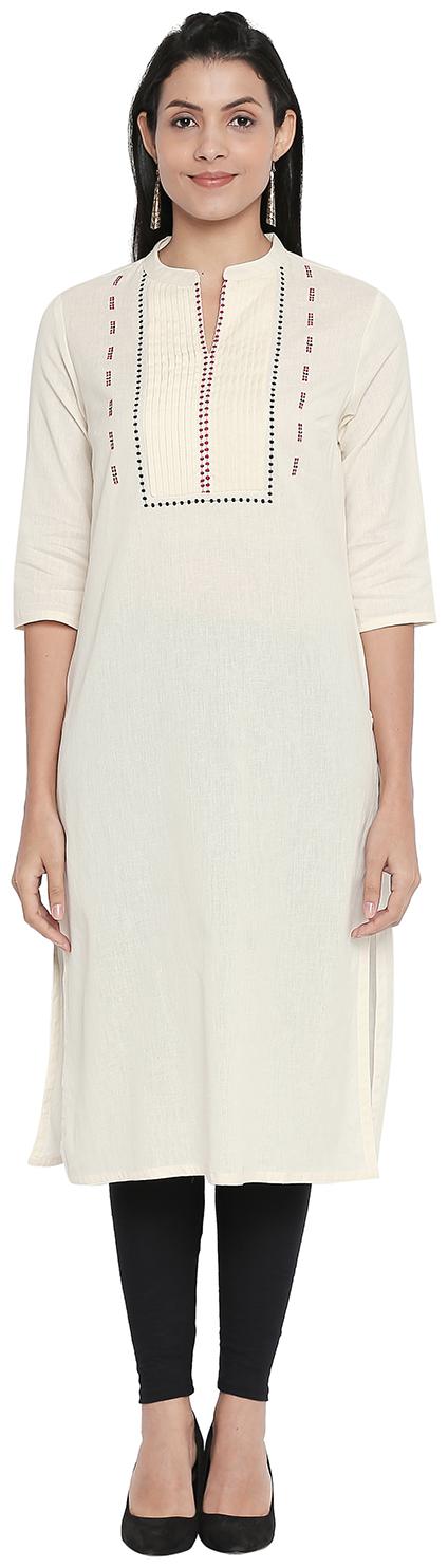 

Rangmanch By Pantaloons Women White Solid Straight Kurta