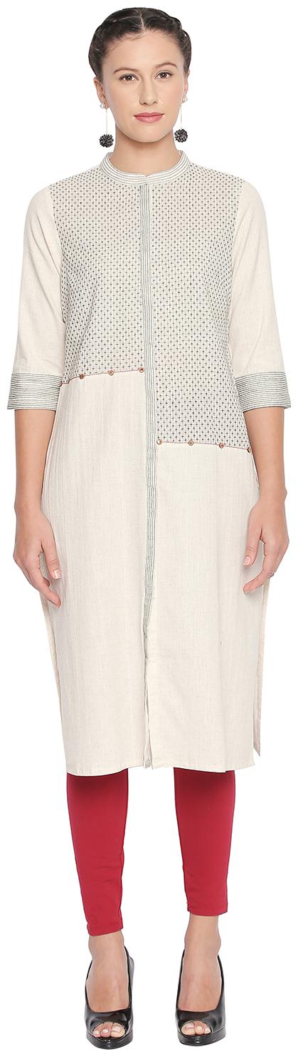 

Rangmanch By Pantaloons Women White Solid Straight Kurta