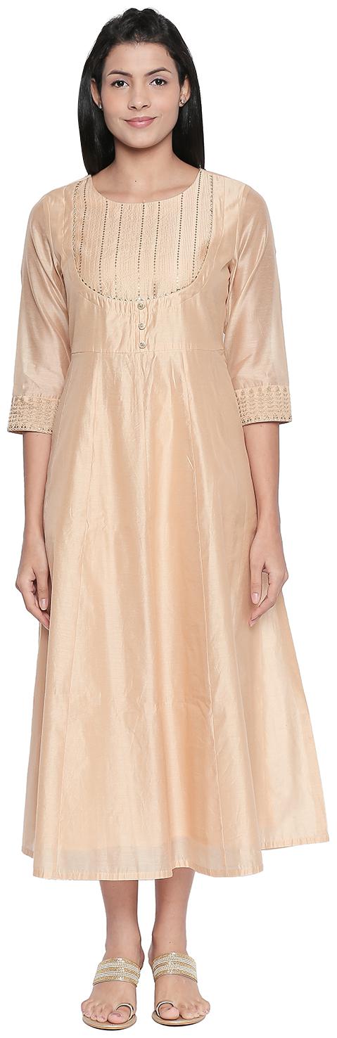 

Rangmanch By Pantaloons Women Polyester Blend Kurti Dress Golden
