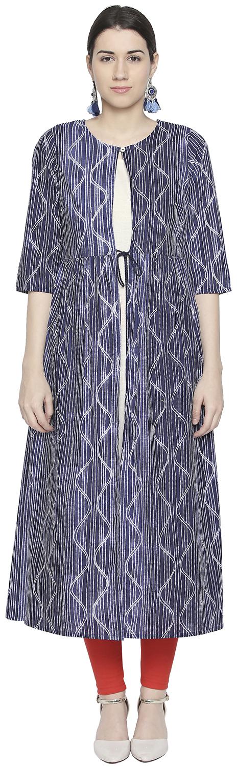 

Rangmanch By Pantaloons Women Blue Solid Layered Kurta