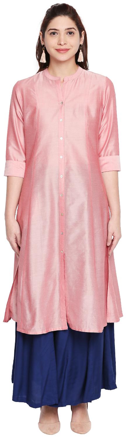

Rangmanch By Pantaloons Women Pink Solid Straight Kurta