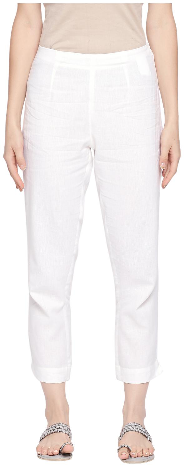 

Rangmanch By Pantaloons Women White Slim fit Regular pants