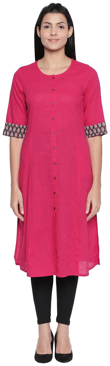 

Rangmanch By Pantaloons Women Pink Printed Straight Kurta