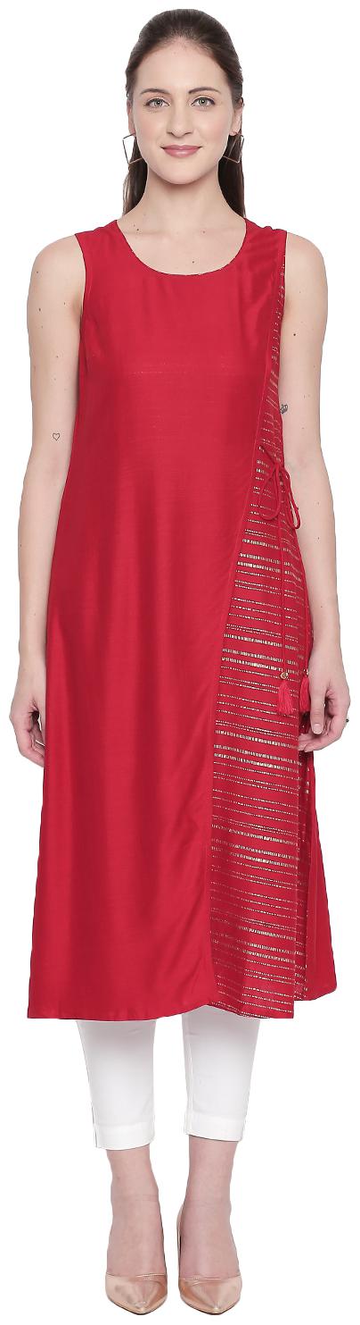 

Rangmanch By Pantaloons Women Red Printed Straight Kurta