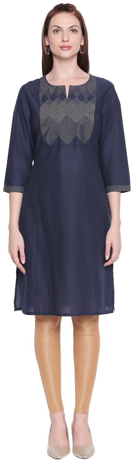 

Rangmanch By Pantaloons Women Blue Printed Straight Kurta