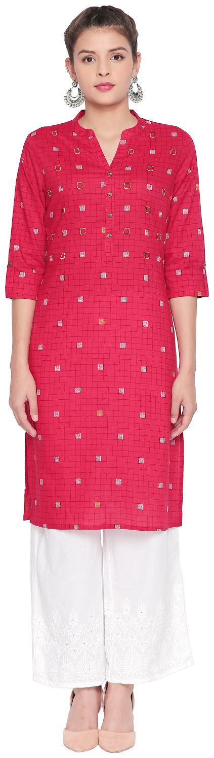 

Rangmanch By Pantaloons Women Purple Printed Straight Kurta