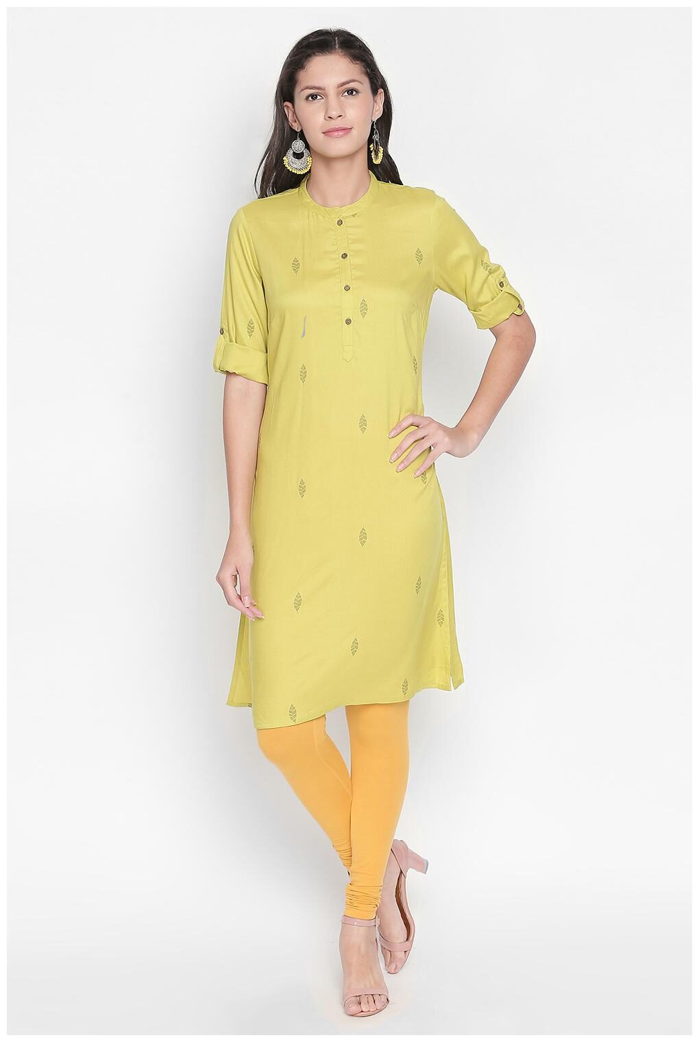 

Rangmanch By Pantaloons Women Green Printed Straight Kurta