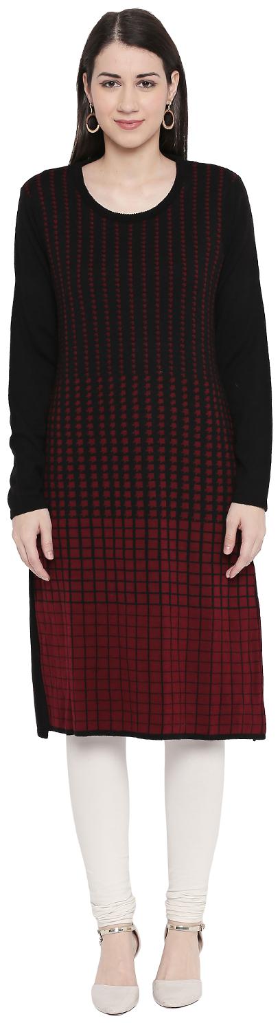 

Rangmanch By Pantaloons Women Maroon Printed Straight Kurta