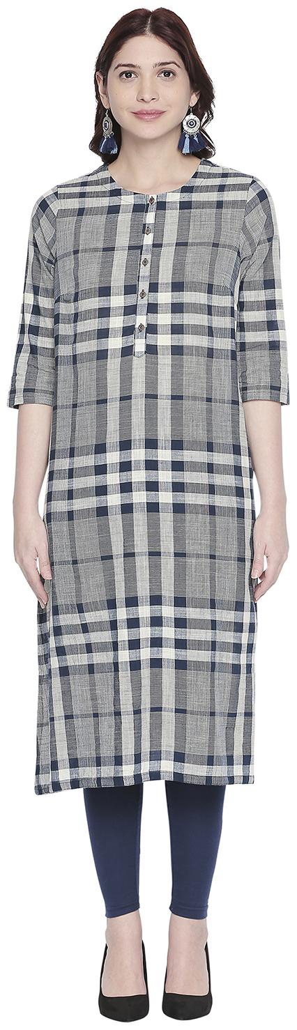 

Rangmanch By Pantaloons Women Grey Checkered Regular Kurta