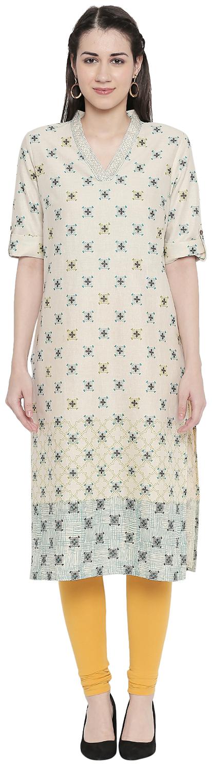 

Rangmanch By Pantaloons Women White Printed Straight Kurta