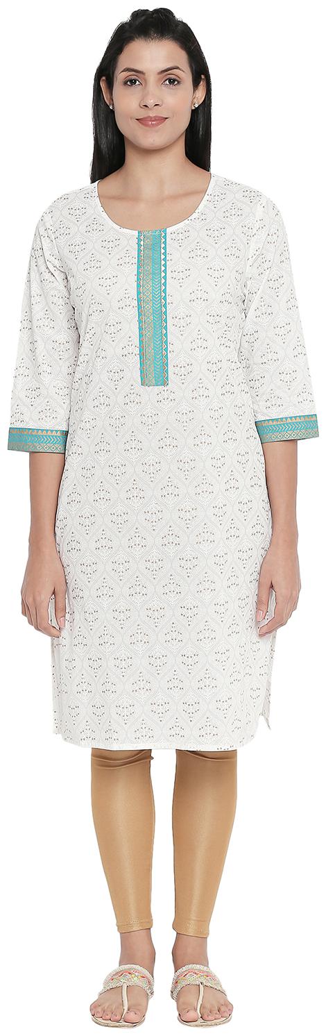 

Rangmanch By Pantaloons Women White Printed Straight Kurta