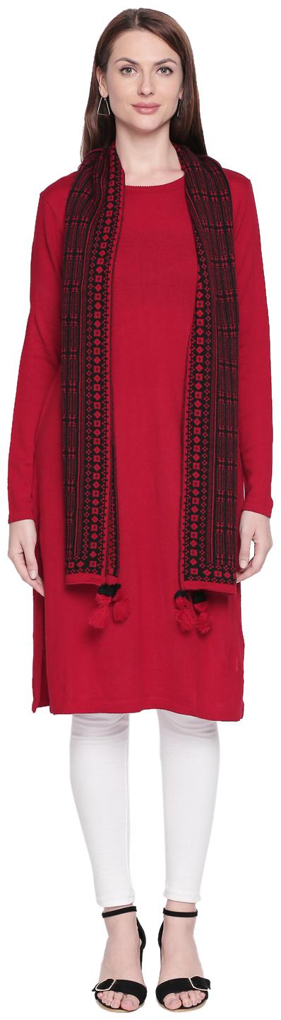 

Rangmanch By Pantaloons Women Red Printed Straight Kurta