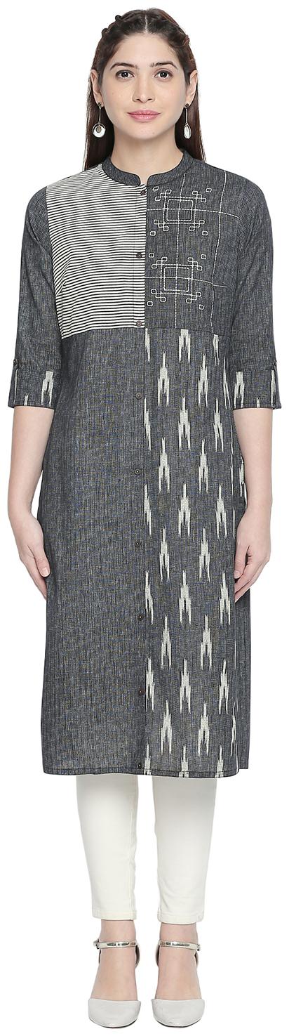 

Rangmanch By Pantaloons Women Grey Embroidered Straight Kurta