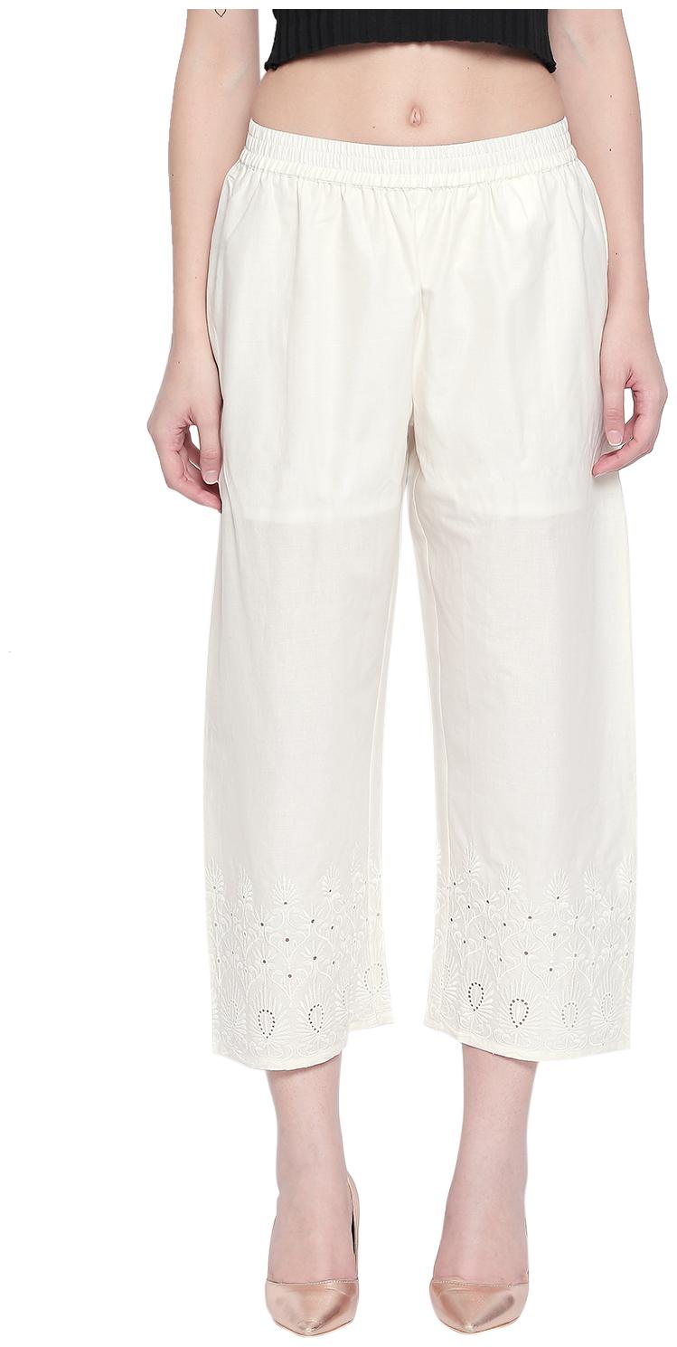

Rangmanch By Pantaloons Women Cream Regular fit Regular trousers
