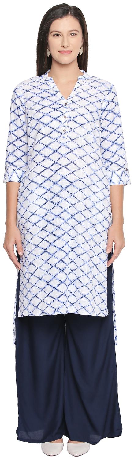 

Rangmanch By Pantaloons Women White Solid Straight Kurta