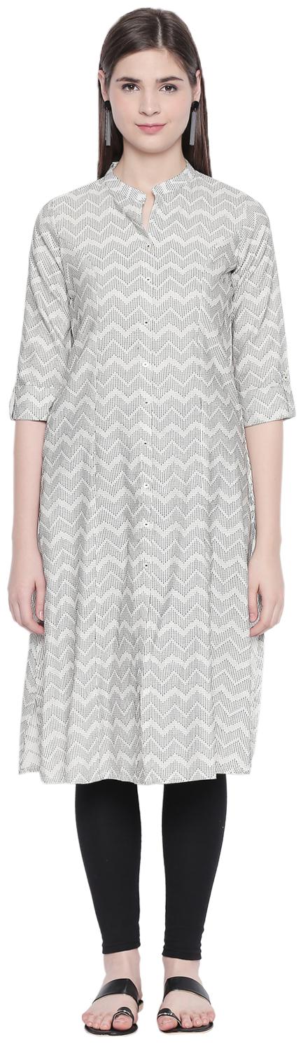 

Rangmanch By Pantaloons Women White Geometric Regular Kurta