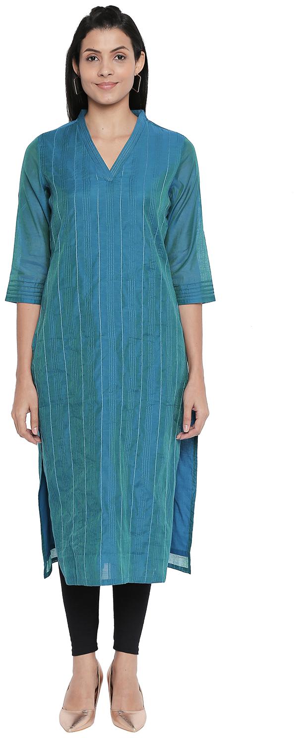 

Rangmanch By Pantaloons Women Blue Solid Regular Kurta