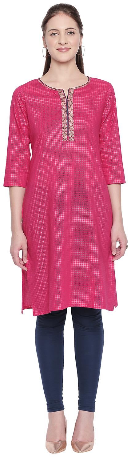 

Rangmanch By Pantaloons Women Pink Embroidered Straight Kurta