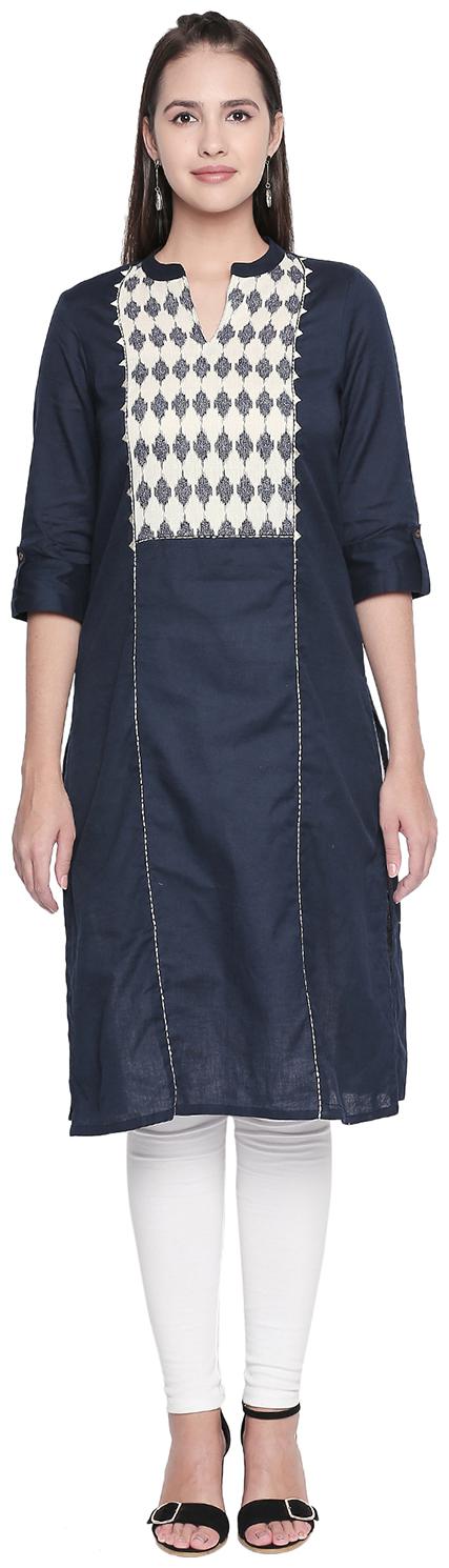 

Rangmanch By Pantaloons Women Blue Printed Straight Kurta