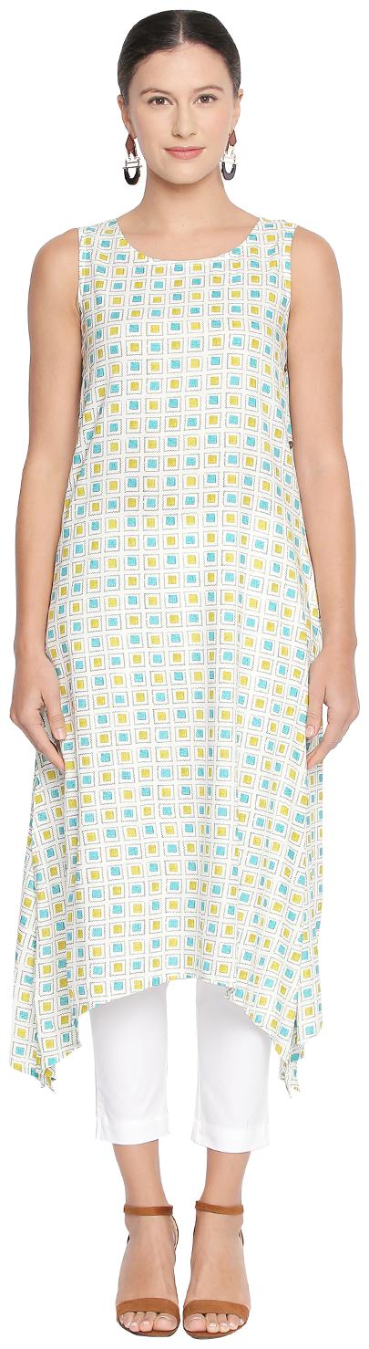 

Rangmanch By Pantaloons Women Turquoise Solid Layered Kurta