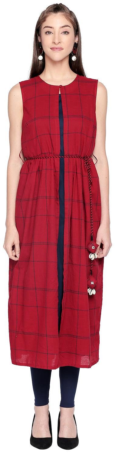 

Rangmanch By Pantaloons Women Red Printed Straight Kurta