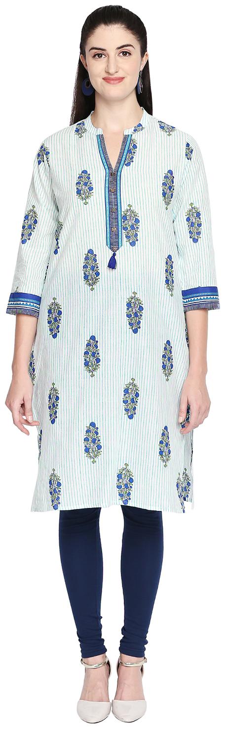 

Rangmanch By Pantaloons Women Green Printed Straight Kurta