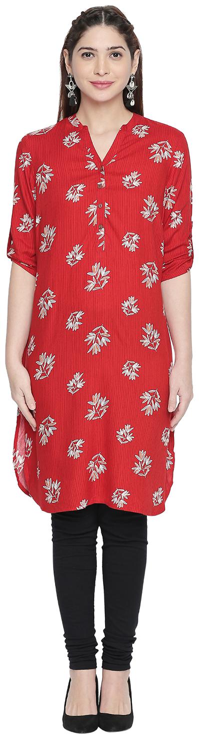 

Rangmanch By Pantaloons Women Red Striped Straight Kurta
