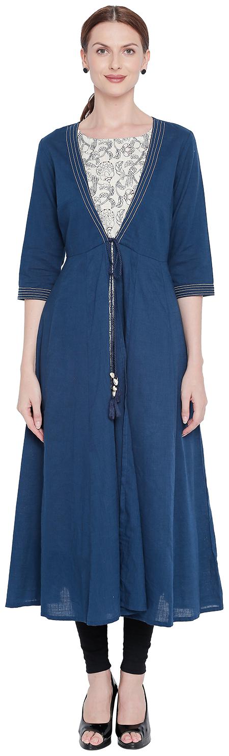 

Rangmanch By Pantaloons Women Blue Printed Layered Kurta