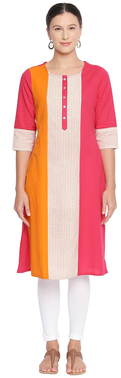 

Rangmanch By Pantaloons Women Pink Solid Straight Kurta