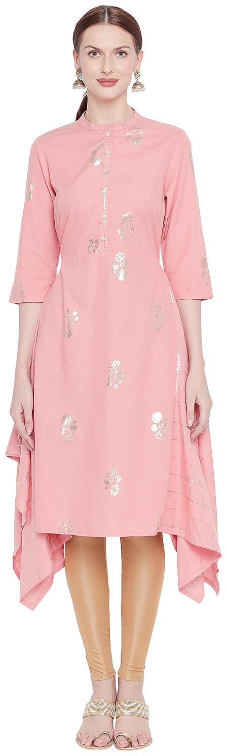 

Rangmanch By Pantaloons Women Pink Printed Assymetrical Kurta