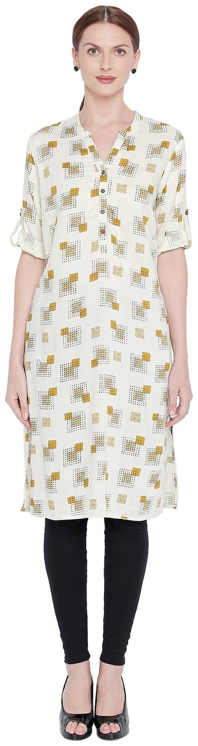 

Rangmanch By Pantaloons Women White Printed Straight Kurta