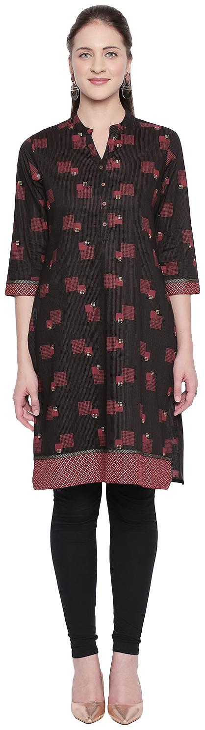 

Rangmanch By Pantaloons Women Maroon Printed Straight Kurta